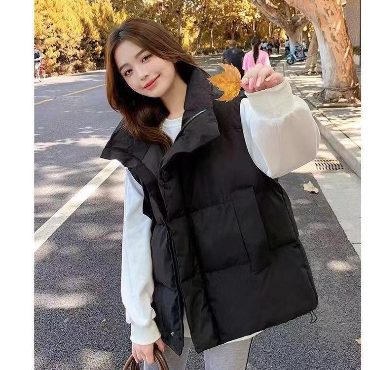 棉服#馬甲2023年秋冬新款外穿寬鬆加厚無袖背心麵包服百搭外套女