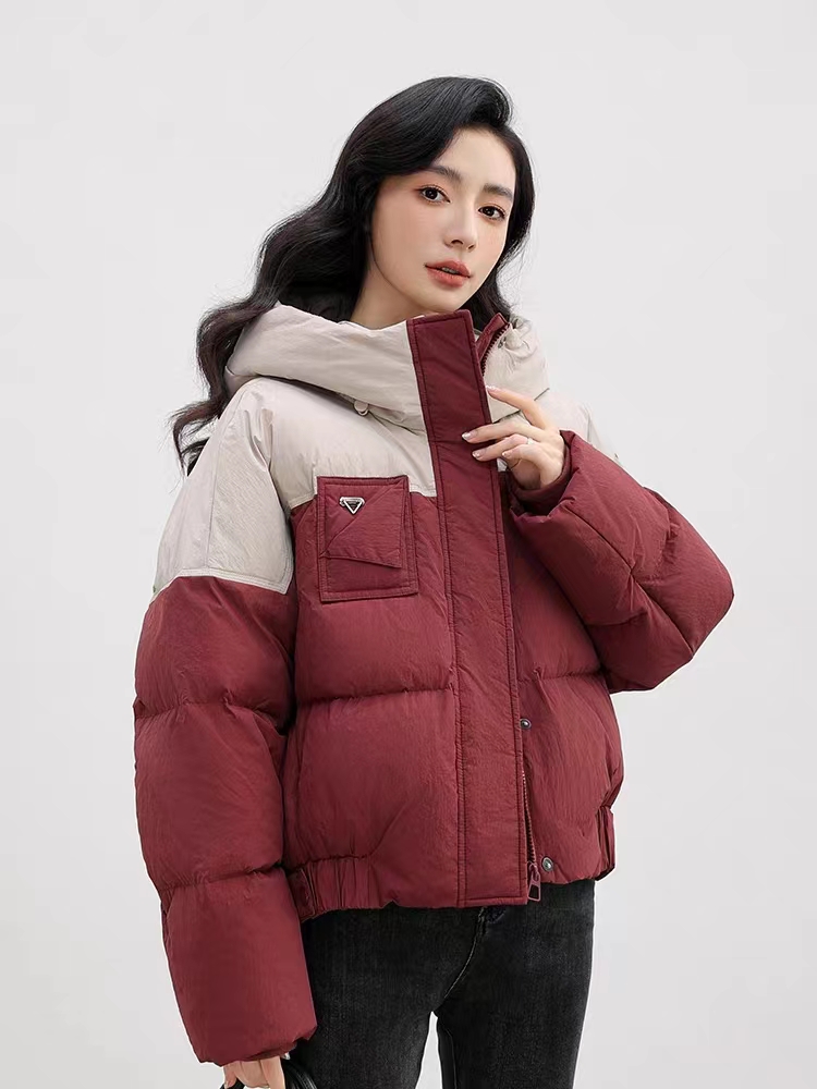 Duck and Duck Same Style 2023 Winter New Short Down Down Jacket Women's Hooded Splicing Korean Style Loose Jacket for Small People