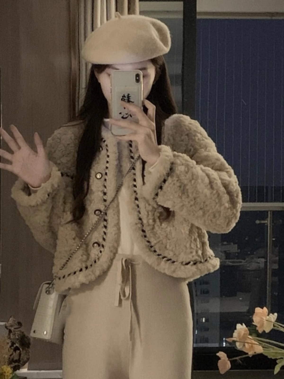 小香風羊羔絨毛毛外套女冬季加絨寬鬆百搭高級感氣質名媛短款上衣