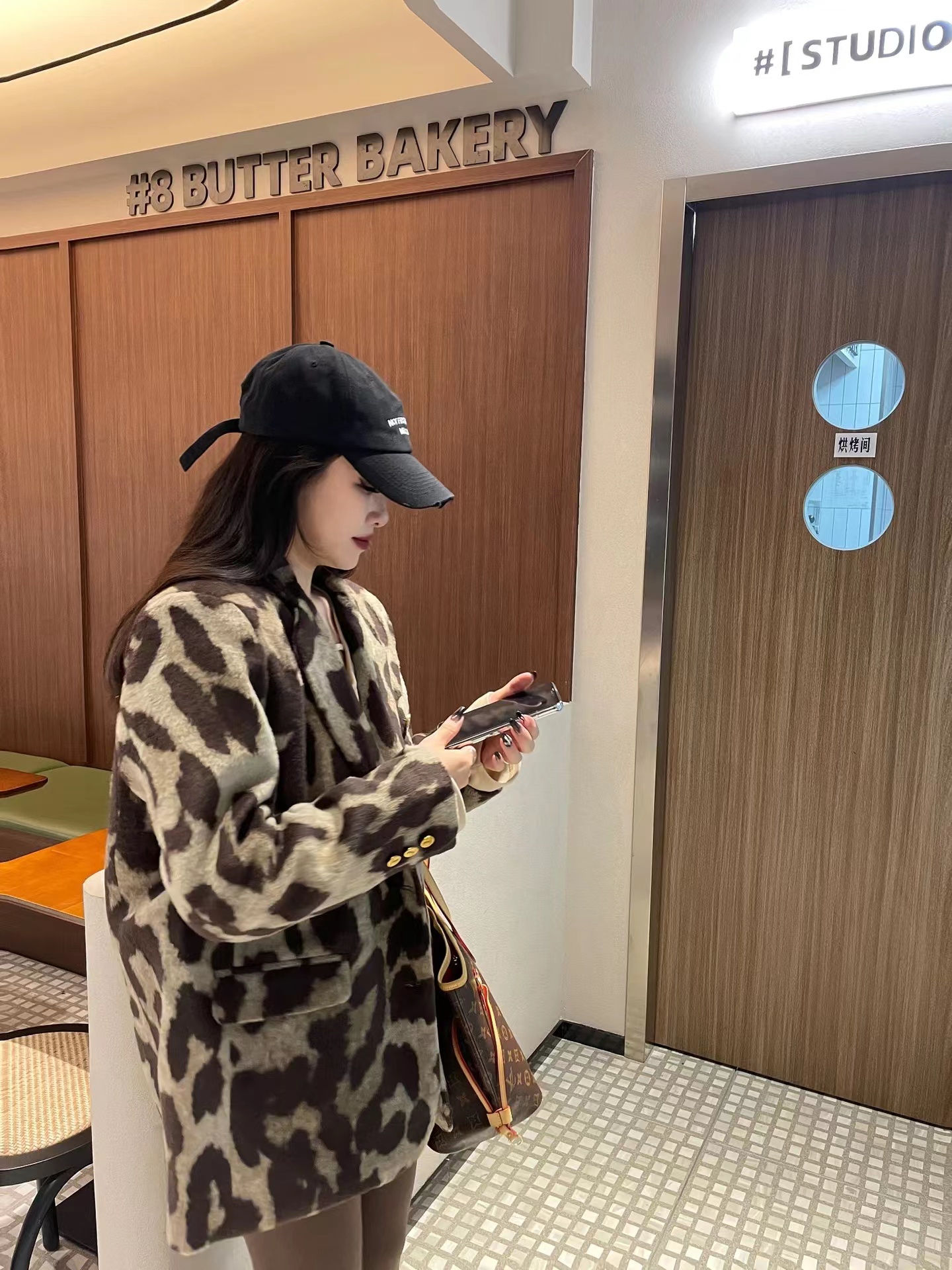 Korean style retro leopard print suit woolen coat women's autumn and winter niche thickened temperament high-end woolen coat