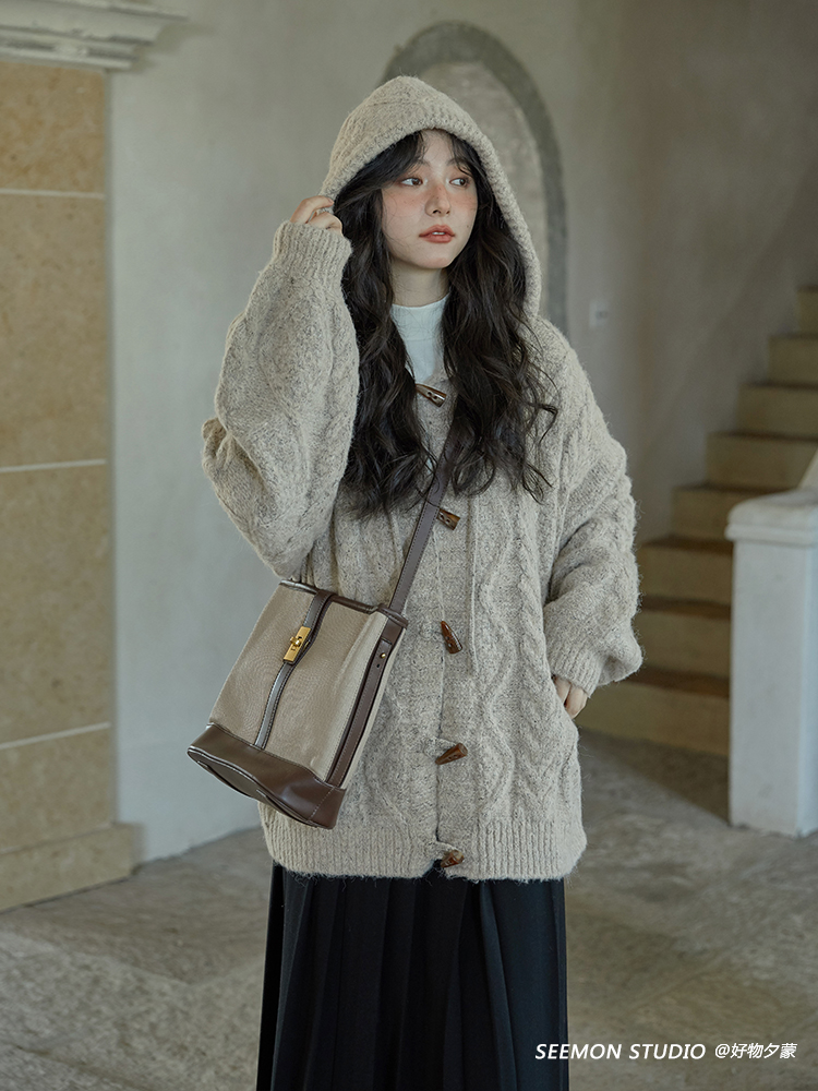 秋冬季小個子溫柔設計感小眾開衫毛衣外套女加厚上衣