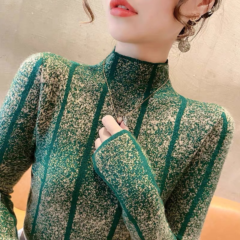早秋新款2023年新款半高領針織衫洋氣時尚毛衣內搭打底衫女士上衣