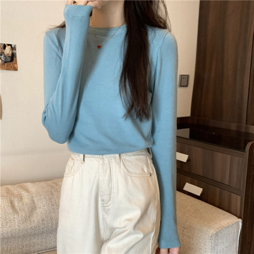 Real shot of the new autumn and winter must-have loose pullover long-sleeved sweater women's base top