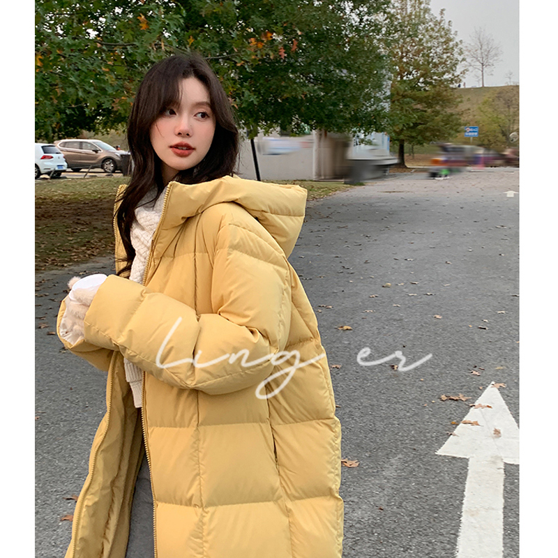 Bai Ling'er Down Jacket Women's 2023 Winter New Style Mid-Length High-Quality Design Stand Collar Korean Style Loose Jacket