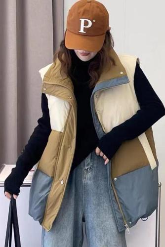 Down cotton vest for women winter 2023 new Korean style loose thickened waistcoat fashion versatile down vest jacket