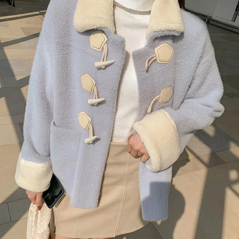 Imitation mink velvet coat women's short loose winter coat women's winter coat coat women's winter woolen coat women