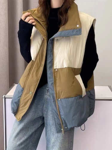 Down cotton vest for women winter 2023 new Korean style loose thickened waistcoat fashion versatile down vest jacket
