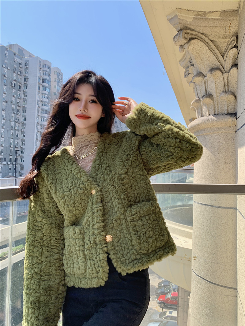 實拍~冬季新款軟糯洋氣毛絨外套女韓版皮毛一體毛毛上衣