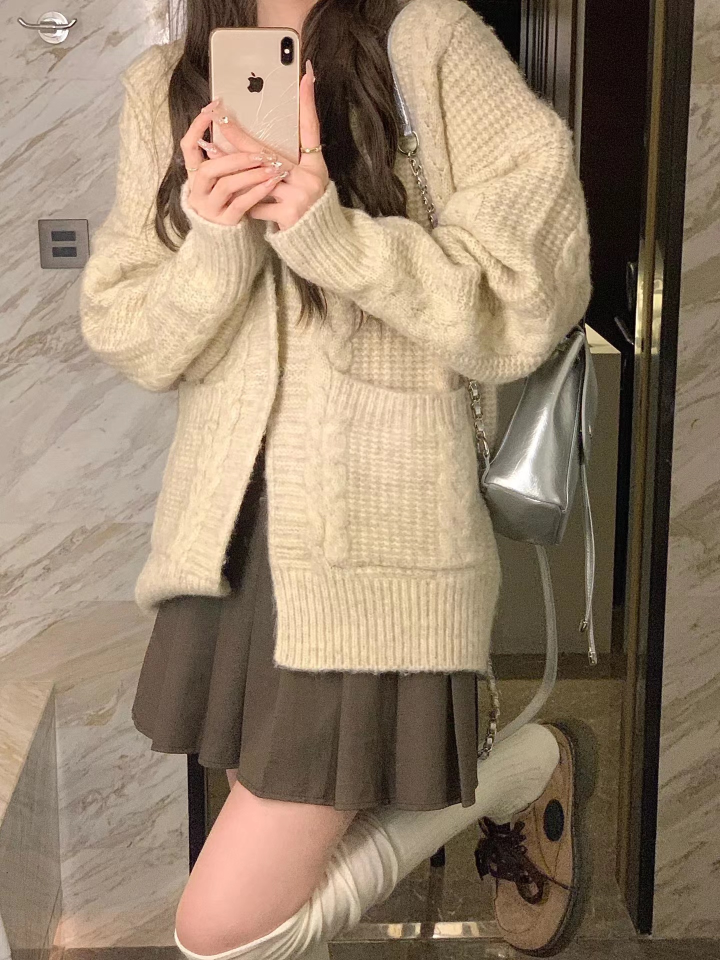 韓版復古長袖開衫連帽毛衣外套女秋冬季慵懶風寬鬆外搭針織衫上衣