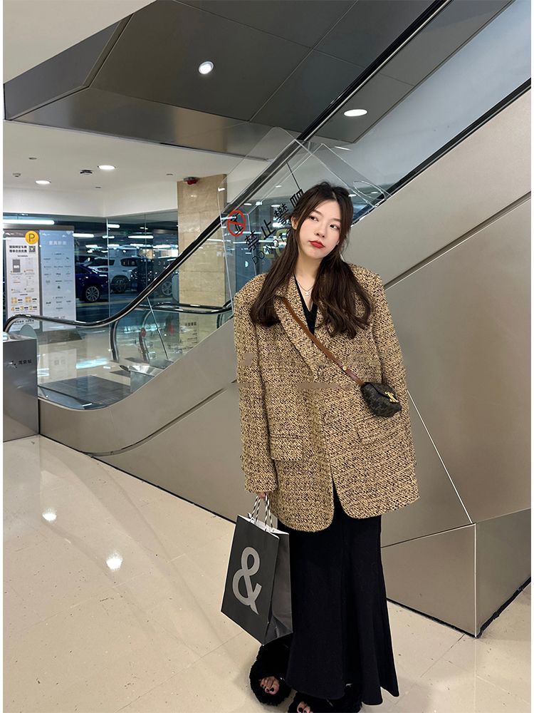 Maillard autumn and winter Korean style small fragrance high-end temperament blazer women's retro loose versatile top
