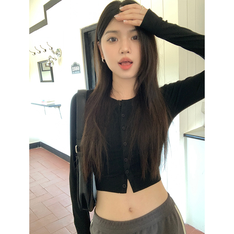 實拍正肩簡約純色圓領長袖T恤女2023秋季修身顯瘦打底衫百搭上衣