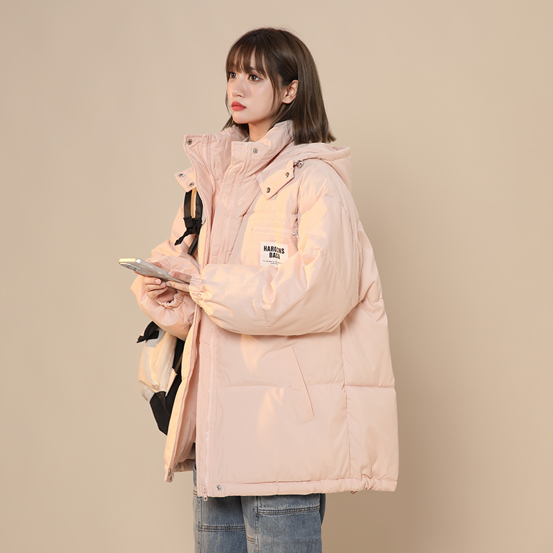 Real shot of women's cotton coat, Korean style short bread coat, small person, large size, Hong Kong style loose down jacket, student fat MM