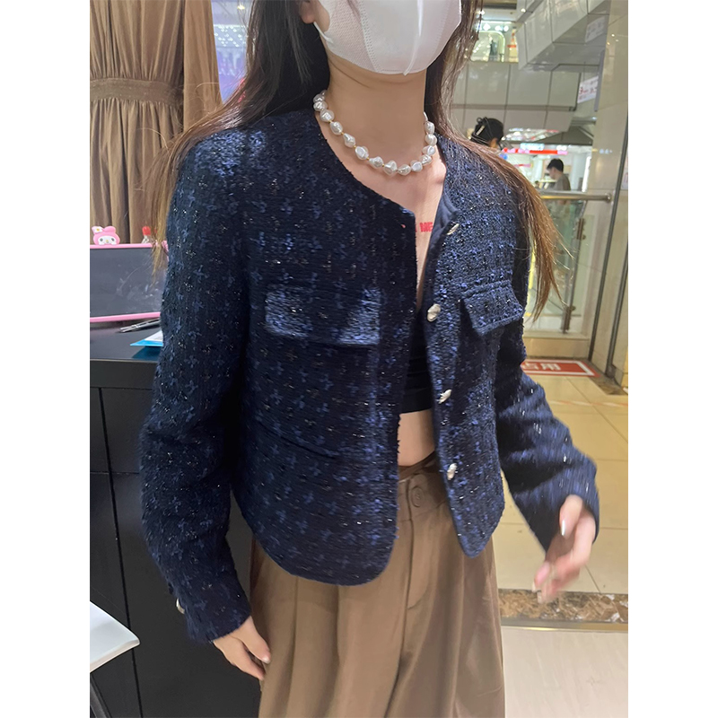 Temperament small fragrant style short coat for women 2023 autumn new Korean design French retro socialite versatile top