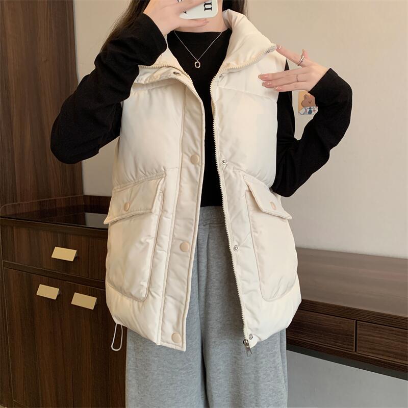 春秋冬羽絨棉馬甲女歐貨2023新款韓版休閒坎肩背心外套麵包服外套