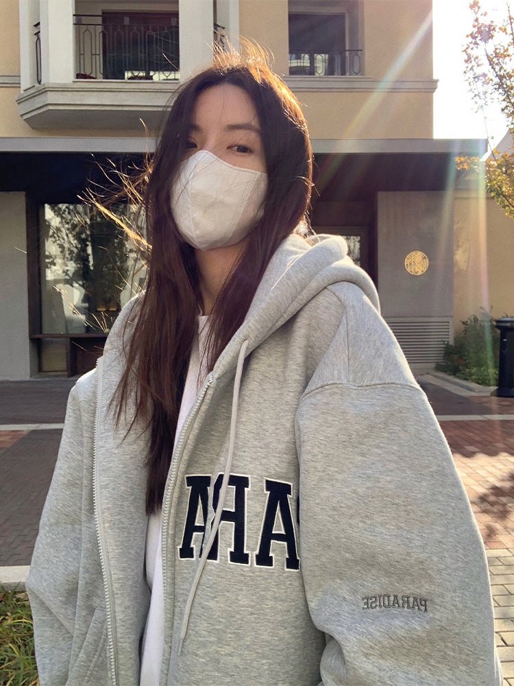 華棉複合加絨360克雙層帽特大碼300斤刺繡衛衣女