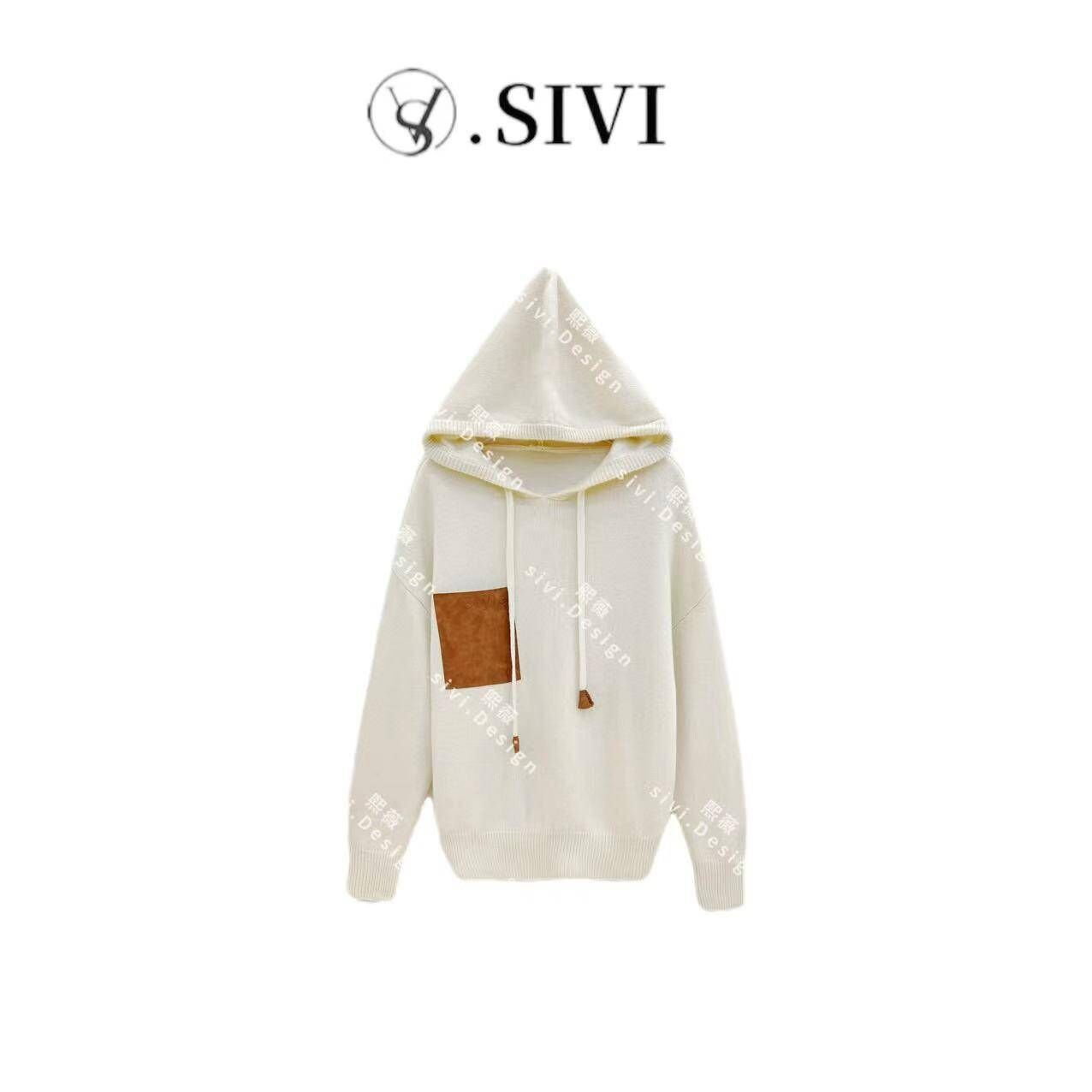 SIVI掉進口袋2023秋冬新款時尚寬鬆連帽衛衣高級感女毛衣