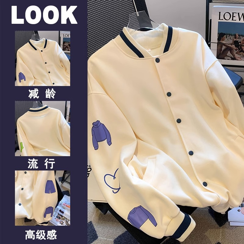 原版做工復古棒球服女2023年春秋寬鬆學院風設計感小眾夾克上衣