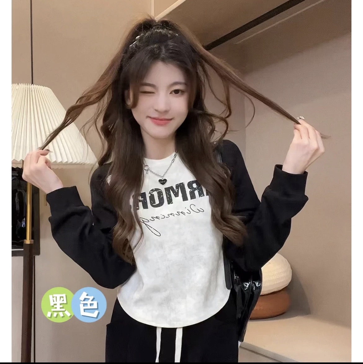 早秋新款 時尚顯瘦修身設計款撞色休閒無肩袖T恤