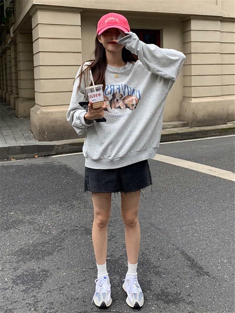 原宿BF加絨加厚套頭圓領衛衣女學生鹽系寬鬆上衣秋冬季外套慵懶風
