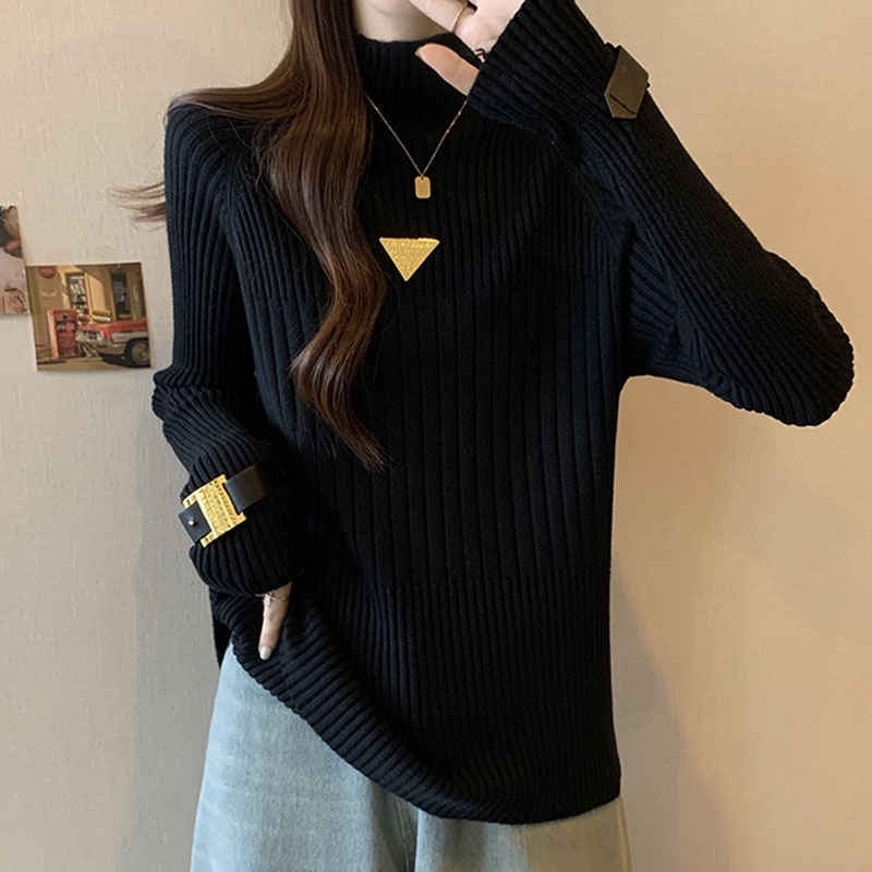 實拍大碼女裝2023秋冬新款設計感寬鬆休閒百搭毛衣顯瘦遮肉針織衫