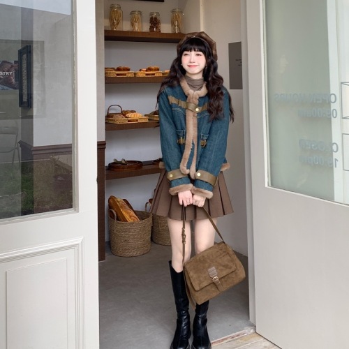 Mutu Korean retro design niche temperament women's  winter new versatile slimming thick short coat