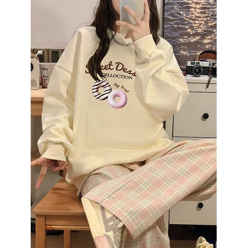 防棉華棉複合牛奶絲300克/銀狐絨400克圓領衛衣女