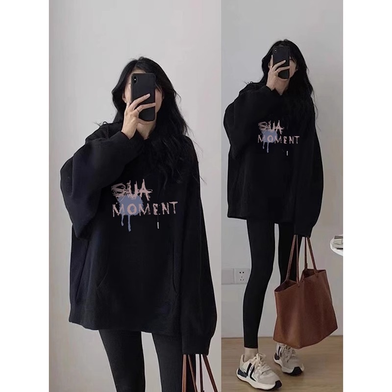 CVC cotton pasta wool Chinese cotton composite/milk silk 300g silver fox velvet 400g front printed hooded sweatshirt for women