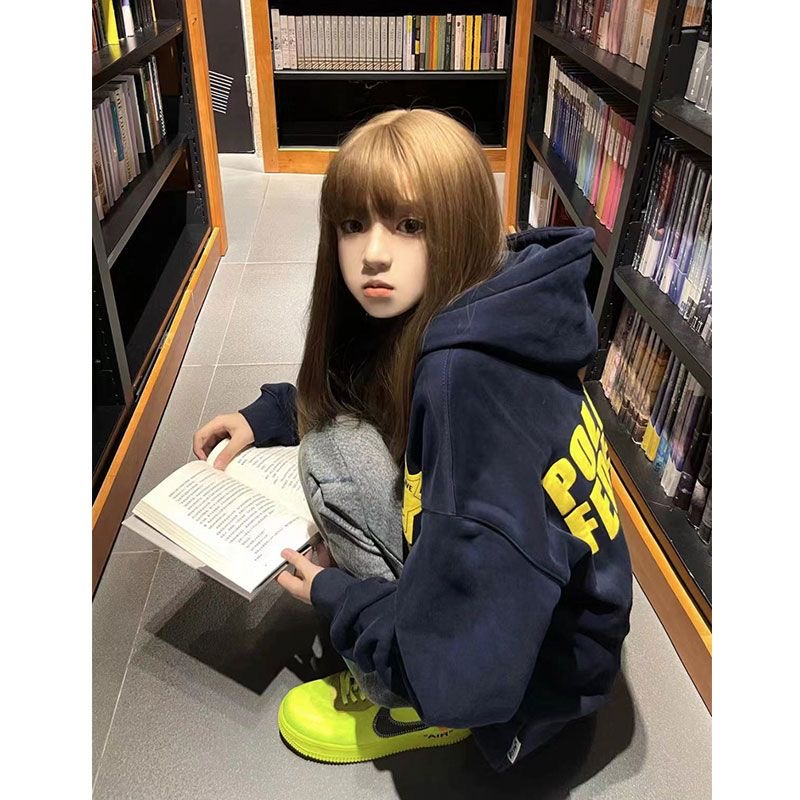 華棉複合牛奶絲320克春秋款連帽衛衣女