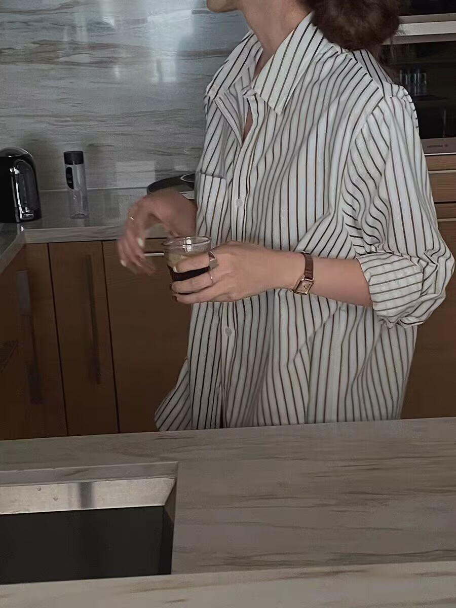 法式豎條紋襯衫女早秋季長袖高級感小眾別致復古港味疊穿襯衣春秋