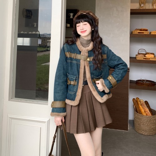 Mutu Korean retro design niche temperament women's  winter new versatile slimming thick short coat