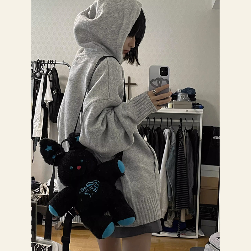 Soft and lazy style top gray sweater for women autumn and winter 2023 new pullover sweater jacket high-end