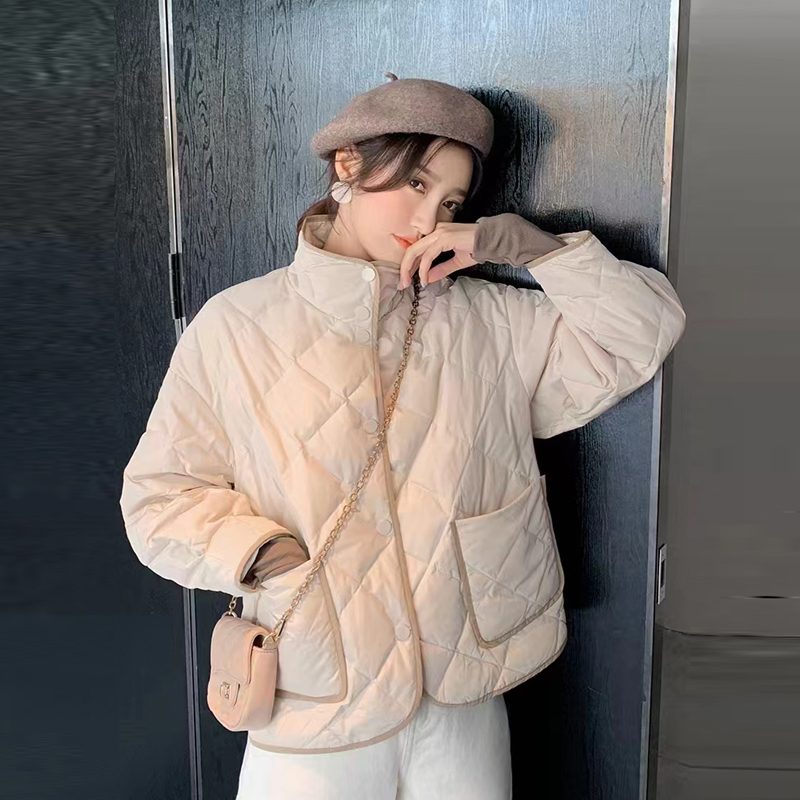 ASM ANNA◆Autumn and Winter Xiao Nuanyang~Retro Fashion Diamond Stand Collar Jacket Lightweight Down Jacket Women's Short Style