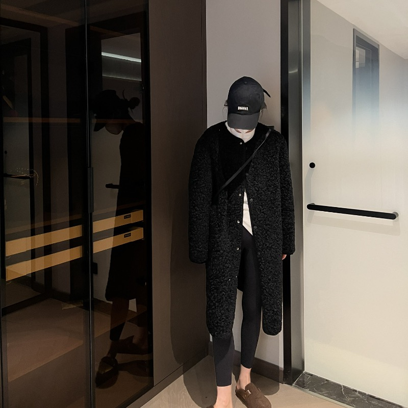 中長款羊羔毛女2023年秋冬新款韓版ins港風外套