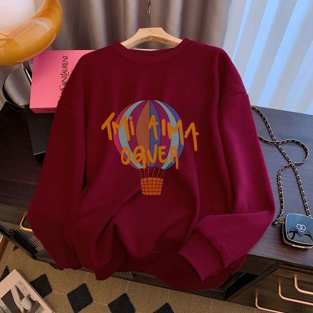Photographed Pure Cotton and Cotton Blends Large Size Autumn and Winter Women's Cartoon Hoodie Loose Casual Versatile Top