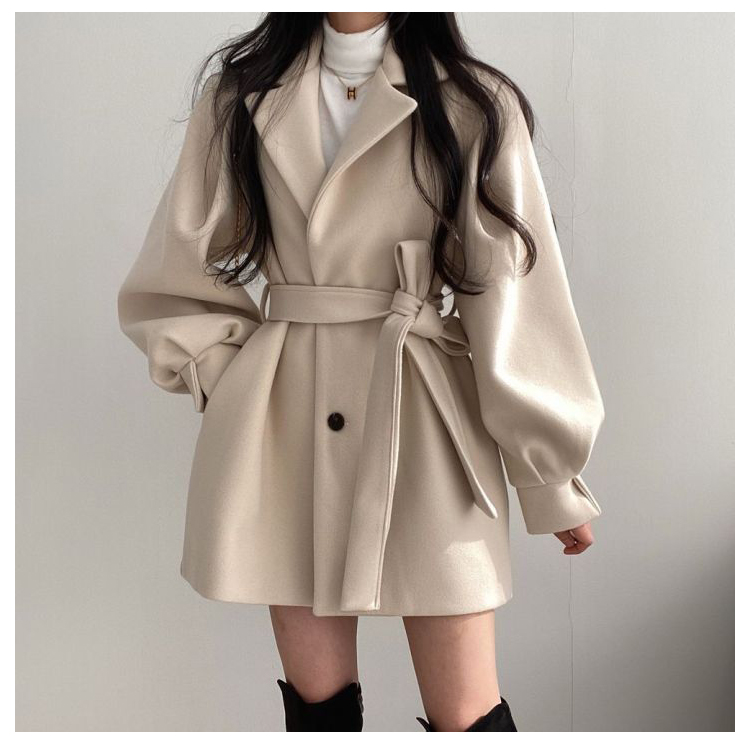 2023 New Dragon and Phoenix Thick Woolen Coat Women's Coat Mid-Length Autumn and Winter Windbreaker Small Man