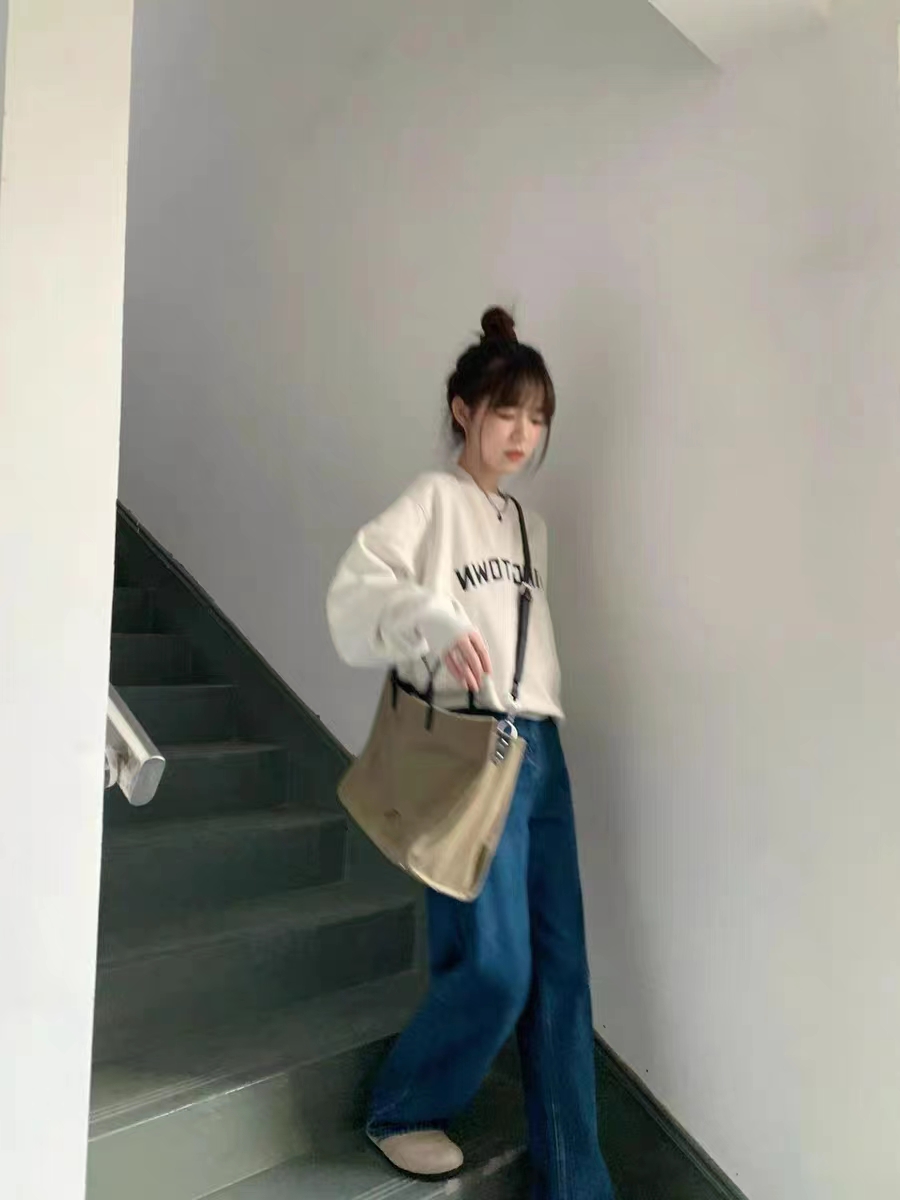 薄款華棉牛奶絲 加絨華棉銀狐絨 圓領印花衛衣女情侶質量