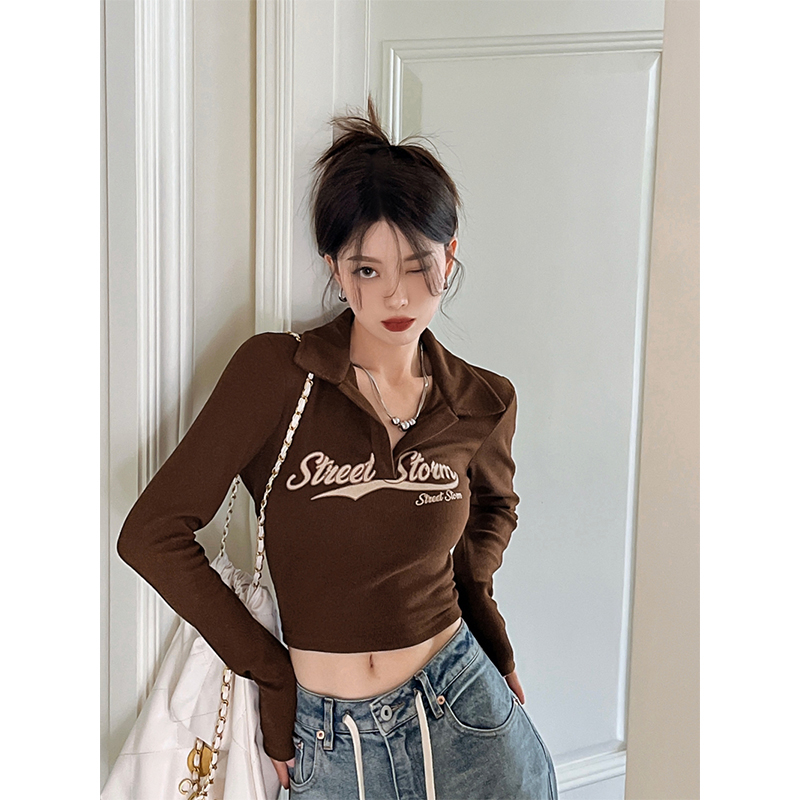 Official picture 92 polyester fiber 8 spandex retro American tight hottie T-shirt women's autumn long-sleeved inner wear
