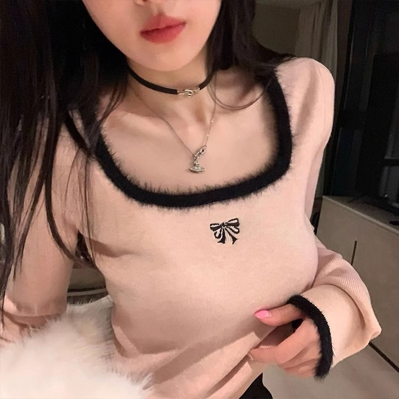 DeRong bottoming T-shirt women's spring design autumn and winter pure desire high-end long-sleeved top