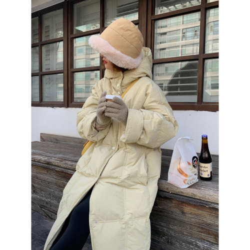 Mihuajia hooded large quilt thickened bread down cotton coat women's winter mid-length over-the-knee coat