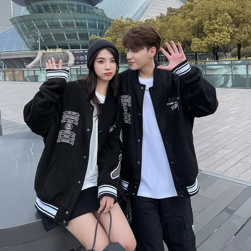 情侶裝美式復古潮牌ins棒球服男女炸街春秋季寬鬆夾克衫國潮外套