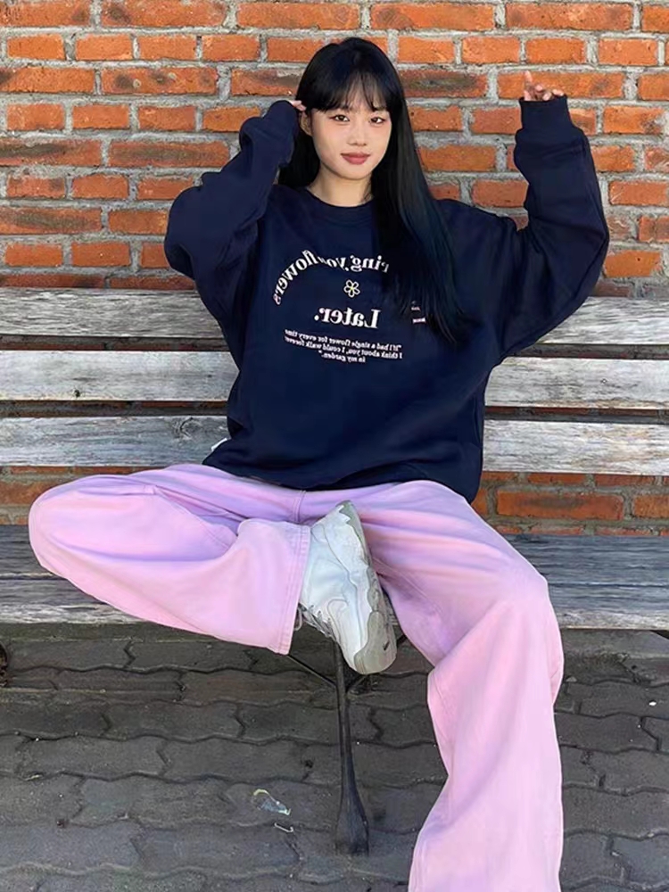 薄款華棉牛奶絲 加絨華棉銀狐絨 圓領印花衛衣女情侶質量