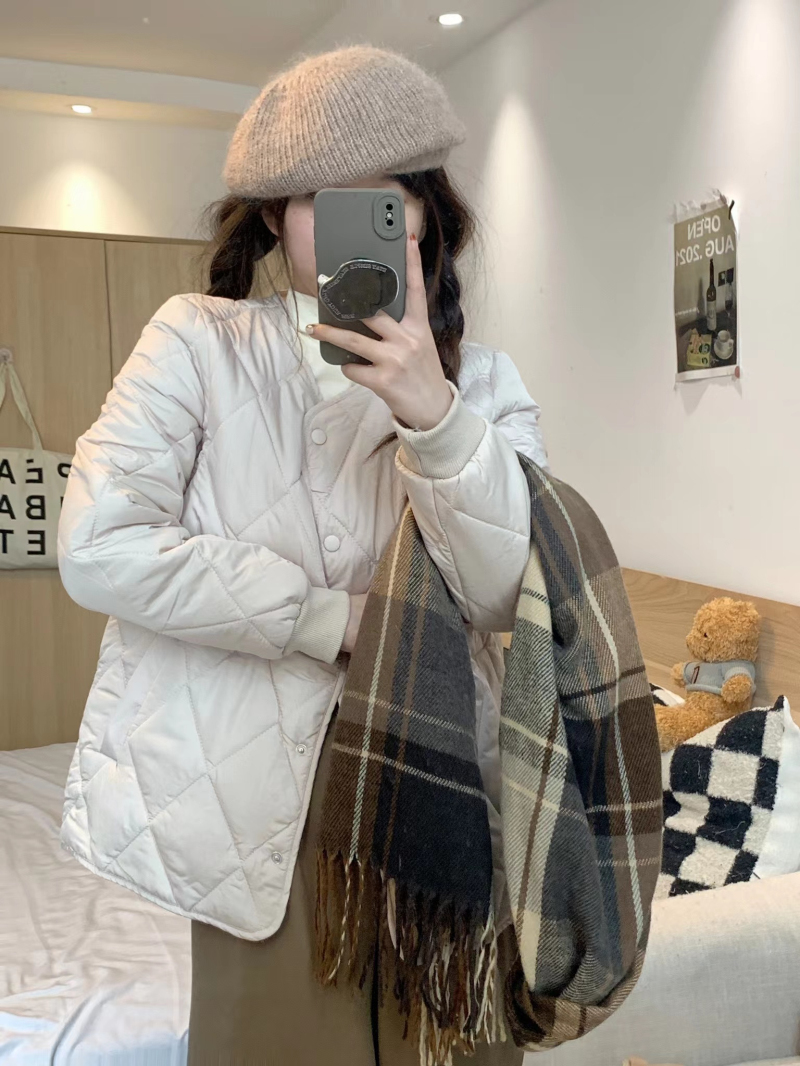 Actual shot Korean style short down jacket for women thickened warm casual casual simple temperament versatile jacket