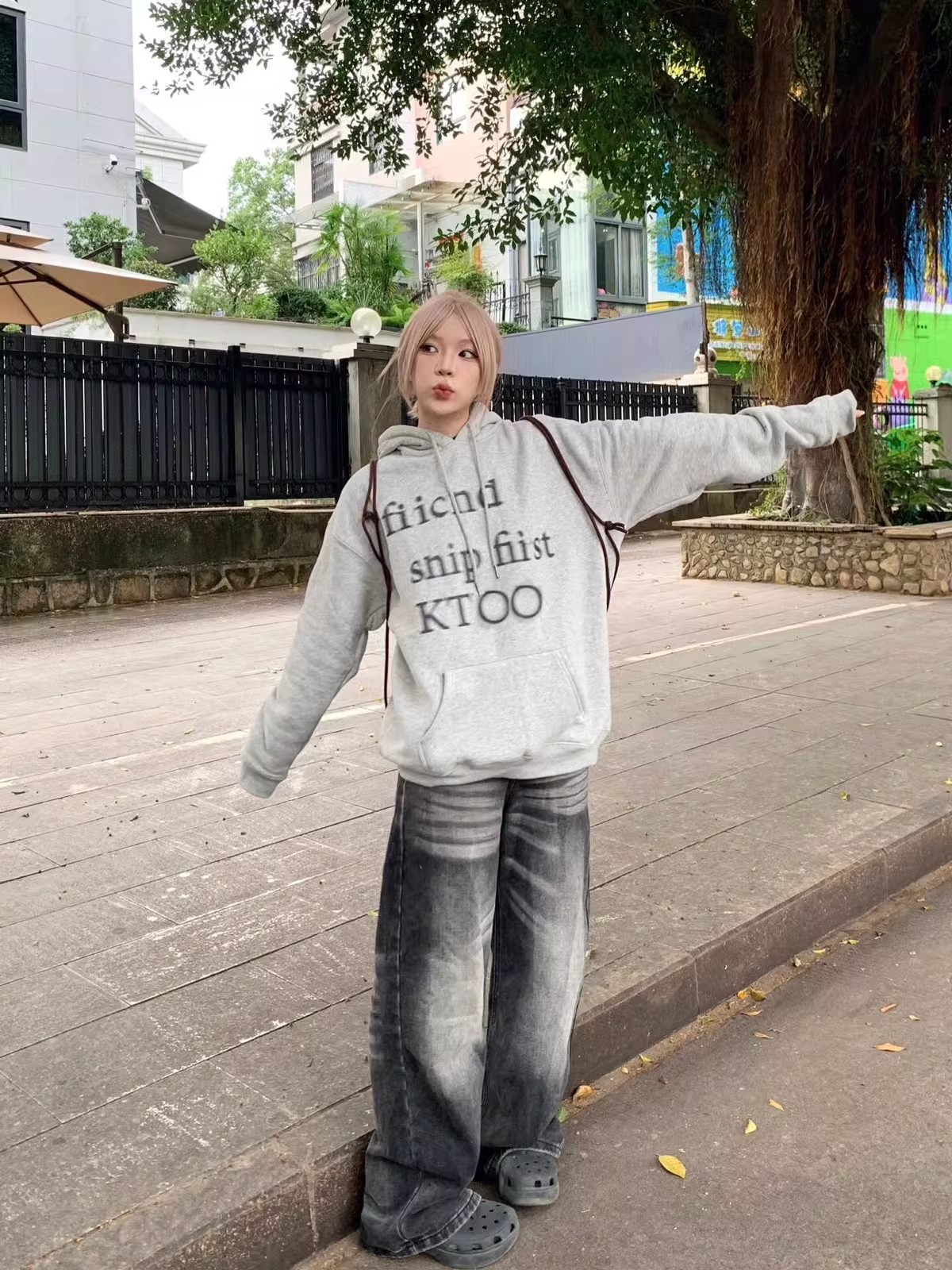 CVC cotton pasta wool Chinese cotton composite/milk silk 300g silver fox velvet 400g front printed hooded sweatshirt for women