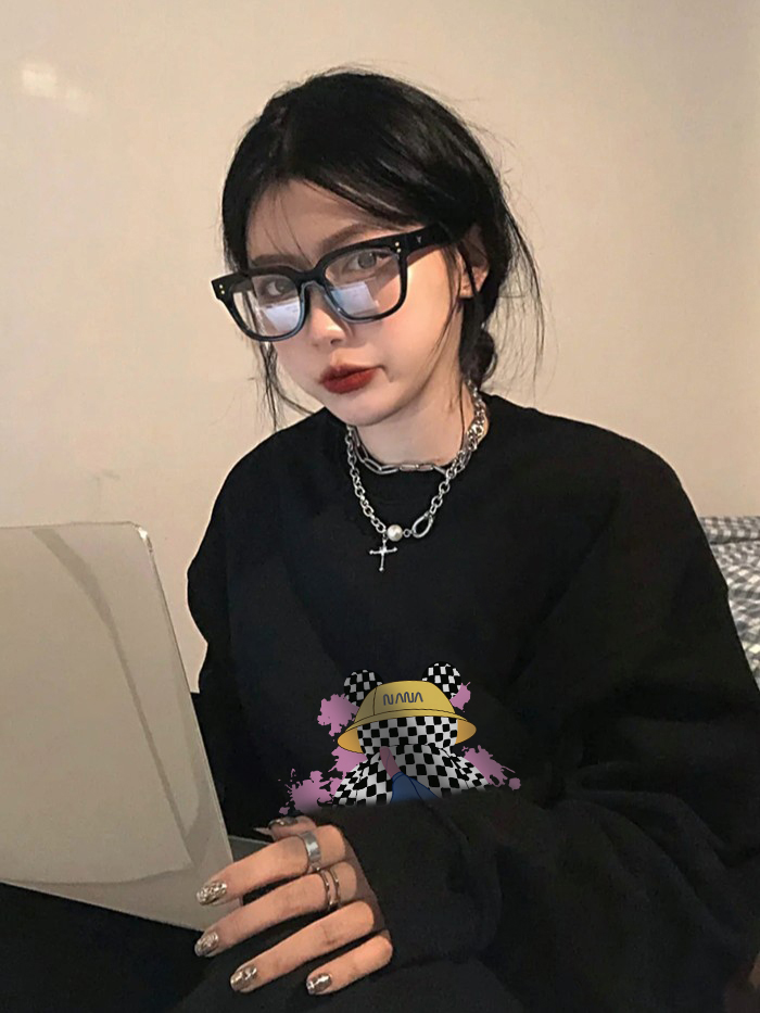 Trend base fashion圓領衛衣小眾設計感潮牌寬鬆休閒2023秋冬上衣