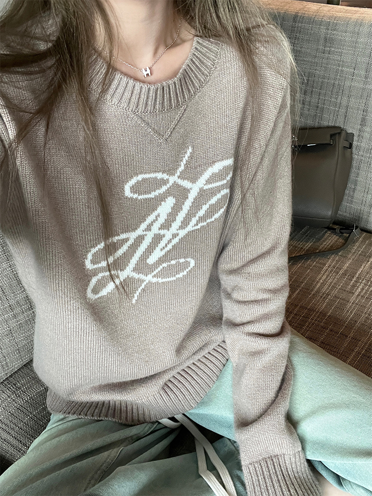 Minimalist Pullover Sweater Rabbit Velvet + Wool Sweater Women's Autumn Versatile Slim Top