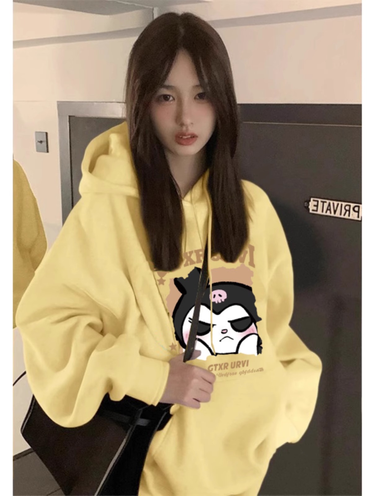 CVC cotton pasta wool Chinese cotton composite/milk silk 300g silver fox velvet 400g front printed hooded sweatshirt for women