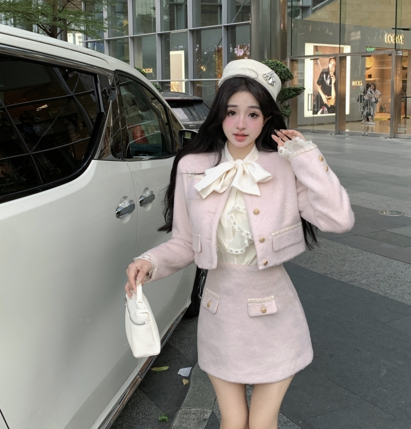 實拍 奶乖大小姐 外套女短款半裙小香套裝氣質名媛兩件套襯衣