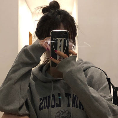 秋冬新款連帽衛衣女韓版寬鬆BF風字母印花休閒灰色毛圈情侶裝外套