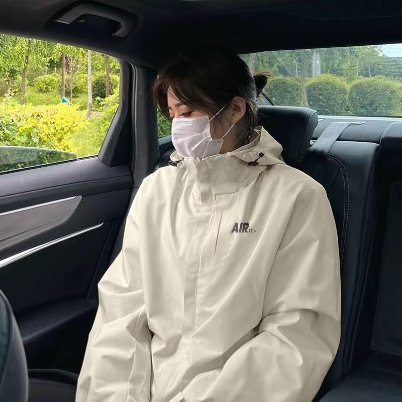 國潮機能風防水拉鏈衝鋒衣男女春秋山系時尚純色戶外連帽夾克外套