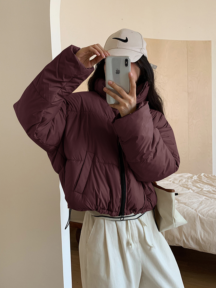 實拍2023冬季新款小個子羽絨棉服閨蜜時尚立領麵包服女外套棉衣